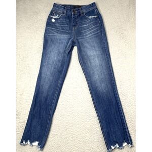 BLUE REVIVAL Jeans Womens Size 25 Waist Size 24" Raw Hem Mid-Rise Distressed